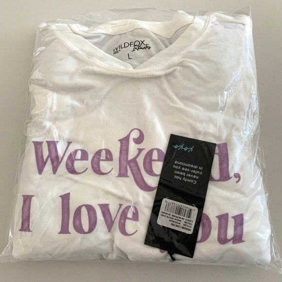 Wildfox Intimates Weekend I Love You Pajamas 2 PC Set Top & Joggers Size Large - Picture 6 of 6